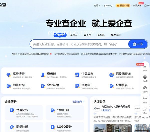 爱企查网站截图