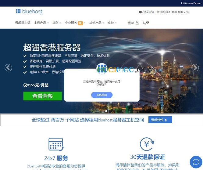 Bluehost网站截图