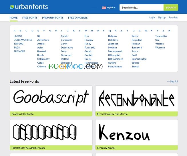 urbanfonts网站截图