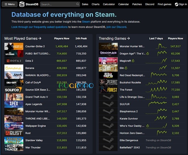steamdb网站截图