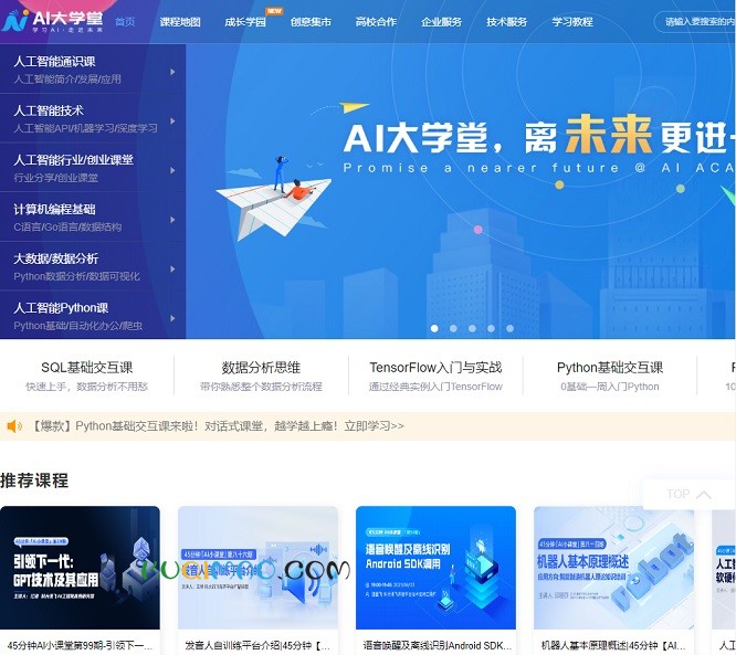 AI大学堂网站截图