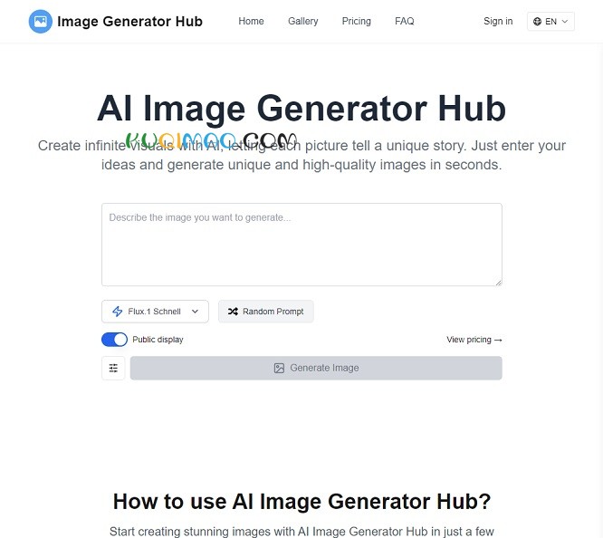 AI Image Generator Hub网站截图