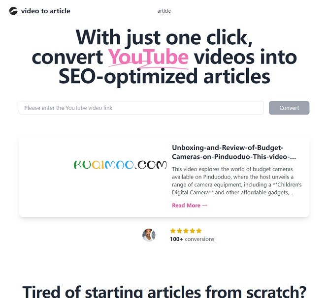 Video-to-Article网站截图