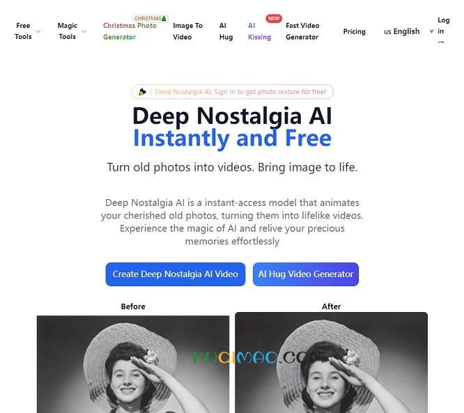 Deep Nostalgia AI网站截图